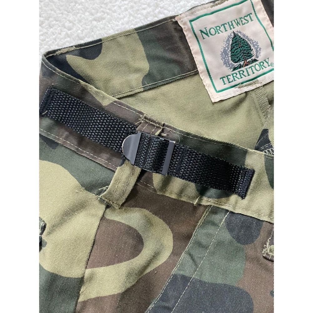 Vintage 90s Northwest Territory Mens Large Cargo Pants Woodland Camo Adj Waist - Picture 5 of 16
